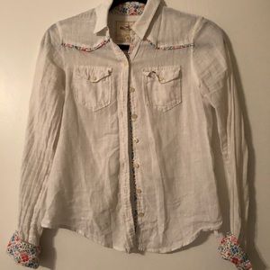 Floral white button up